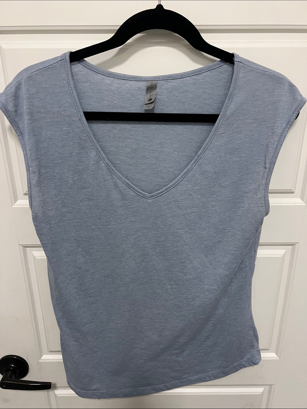 Next Level Apparel Light Blue V-Neck Cap Sleeve Tee